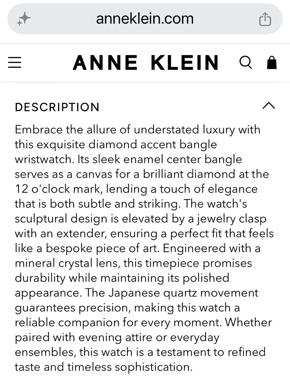 Anne Klein Black and Gold Women's Bracelet Watch